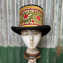 Load image into Gallery viewer, Immortal Kraft Wool Felt Top Hat - Velvet Floral Trim Sz S - OOAK - Phoenix Menswear