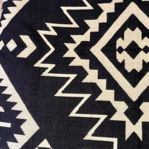 Inca Design Alpaca Wool Lightweight Woven Blanket Black White Geometric Reversible Made in Ecuador Queen Double Single Bed - Phoenix Menswear