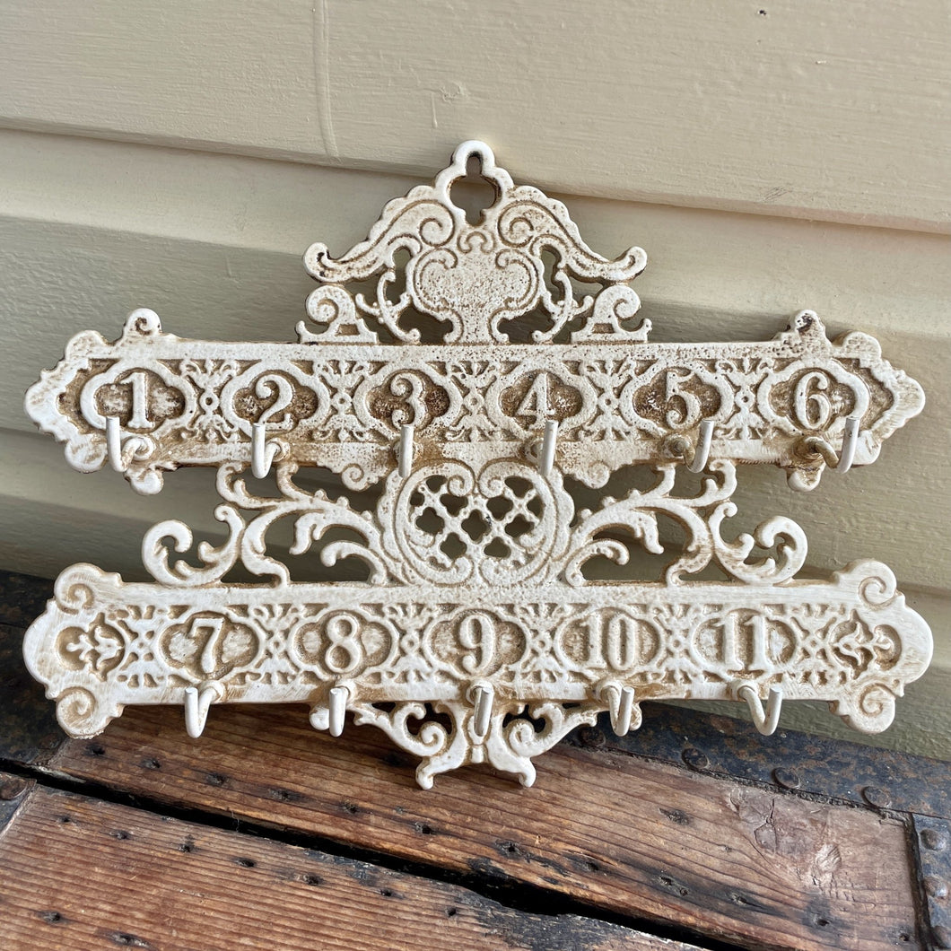 Key Rack Cast Iron 11 Keys Antique White - Phoenix Menswear