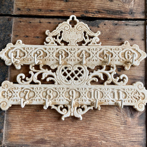 Key Rack Cast Iron 11 Keys Antique White - Phoenix Menswear