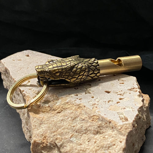 Keyring - Brass Snake with Whistle - Phoenix Menswear