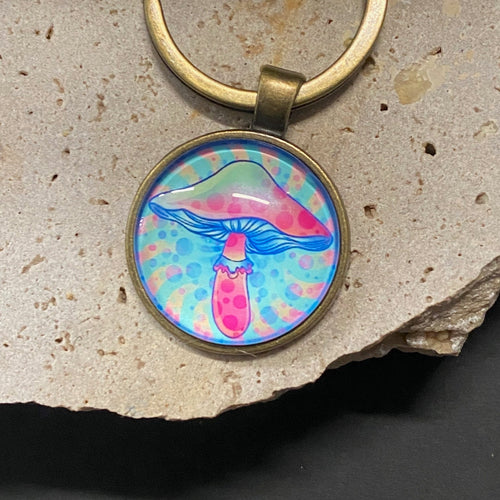 Keyring - Mushroom - Pink & Blue - Phoenix Menswear