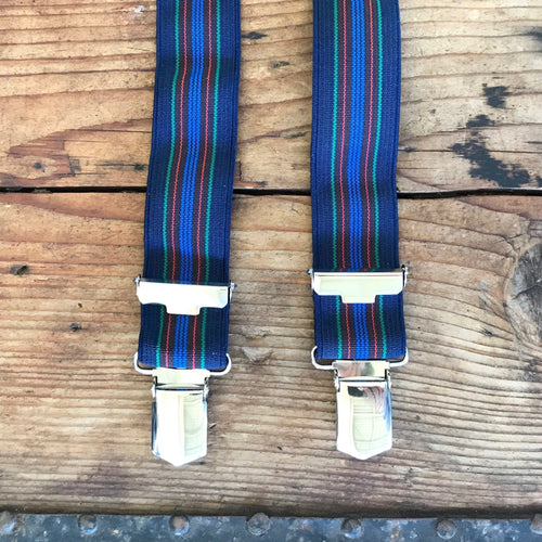 Kids Vintage Braces Suspenders - Navy Stripe - OOAK - Phoenix Menswear
