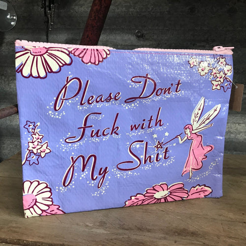 Large Upcycled Hold-All Pouch - Please Don't Fuck with My Shit - Phoenix Menswear