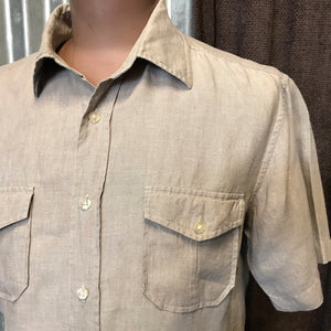 Linen Shirt Ecru S/S Preloved Sz M - OOAK - Phoenix Menswear