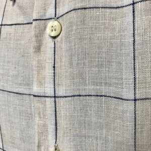 Linen S/S Shirt Creme Pin Stripe Check Sz L - OOAK - Phoenix Menswear