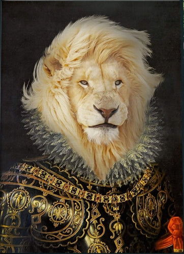 Lion Portrait Glossy Print Vintage Renaissance Painting Reproduction. - Phoenix Menswear