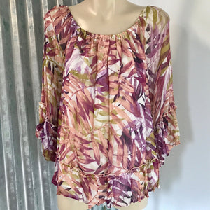 Lucky Brand Pink Floral Peasant Top Blouse Viscose Sz M - OOAK - Phoenix Menswear