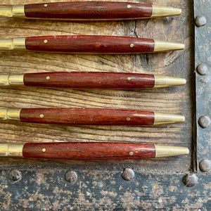 Mid Century Set of 6 Forks Small Hors D'ouervre Appetizer Cutlery Kitchen Wood Brass - OOAK - Phoenix Menswear