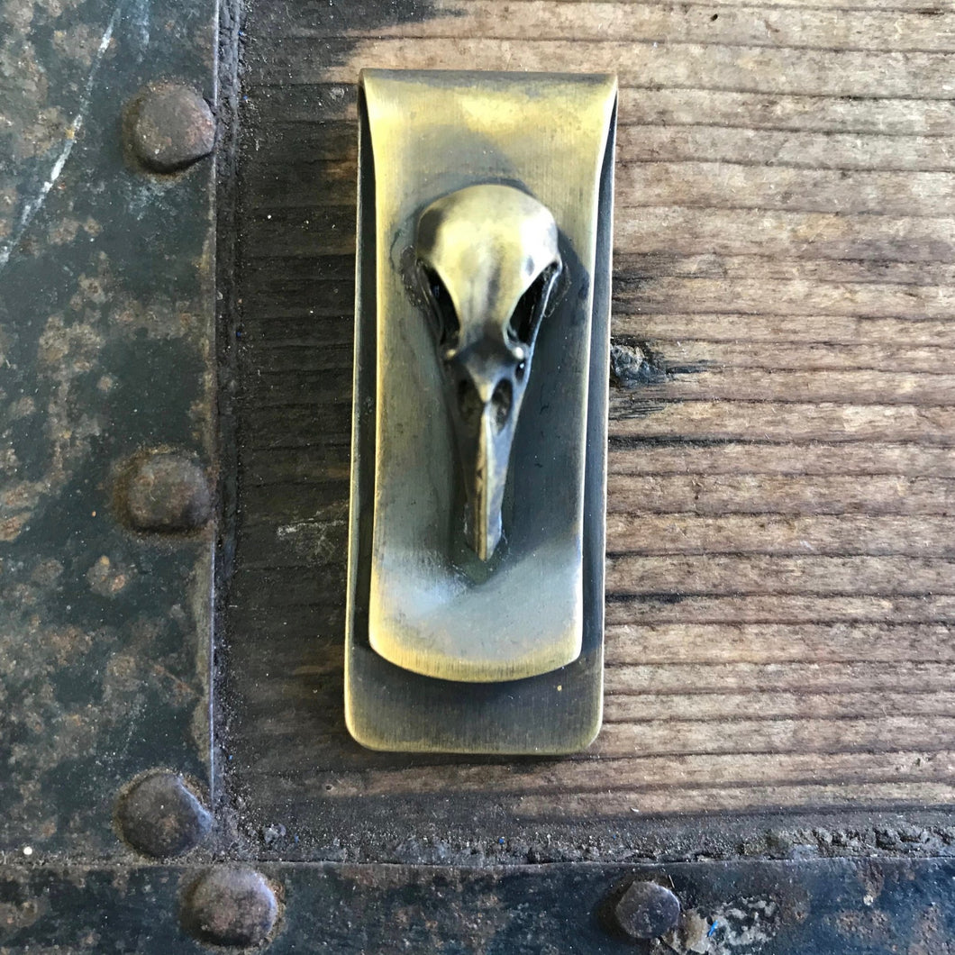 Money Clip Brass Bird Skull Goth - Phoenix Menswear