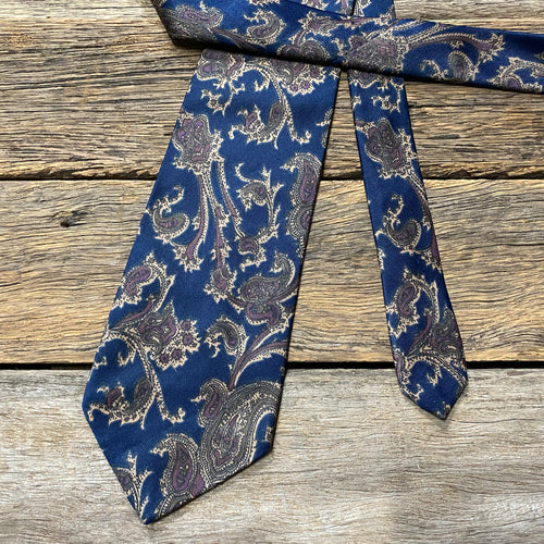1970s Vintage Necktie - Montecristo - Navy Paisley - OOAK
