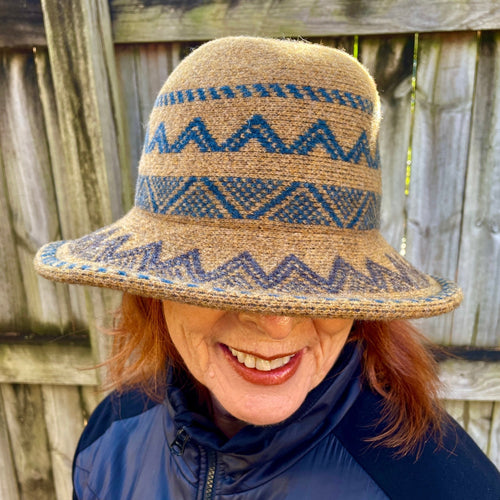 Mustard Boiled Wool Aztec Style Knit Hat - Phoenix Menswear