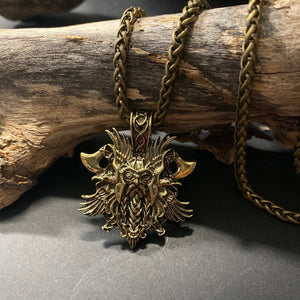 Norse Odin Pendant on Chain - Brass - Phoenix Menswear