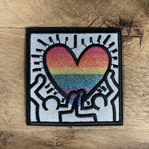 Patch - Pop Art Silver with Rainbow Heart and Glitter - Phoenix Menswear