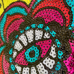 Patch - Sequined Hand Hamsa Eye Turquoise Pink Yellow - Phoenix Menswear