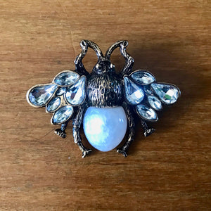 Pearl & Diamante Bee Pin Brooch - Phoenix Menswear