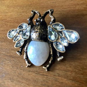 Pearl & Diamante Bee Pin Brooch - Phoenix Menswear