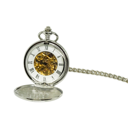 Pocket Watch Fob Watch Silver Chain Steampunk - Phoenix Menswear