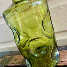 Load image into Gallery viewer, Retro 1960&#39;s Green Glass Decanter Bottle with Stopper Chunky Dots - OOAK - Phoenix Menswear