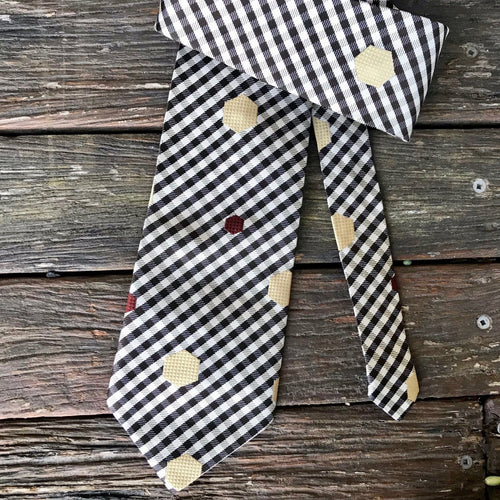 Retro Wide Necktie 1970's - Abstract Geometric Design Brown - OOAK - Phoenix Menswear