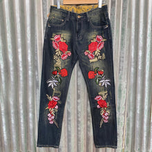 Load image into Gallery viewer, Rose Embroidered Jeans - New - Phoenix Menswear