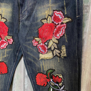 Rose Embroidered Jeans - New - Phoenix Menswear