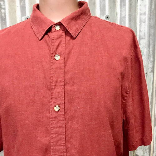 Rust Hemp Tencel Blend S/S Shirt Sz XL - OOAK - Phoenix Menswear