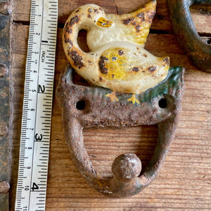 Set of 3 Rusty Swan Wall Hooks - Cast Iron - Phoenix Menswear