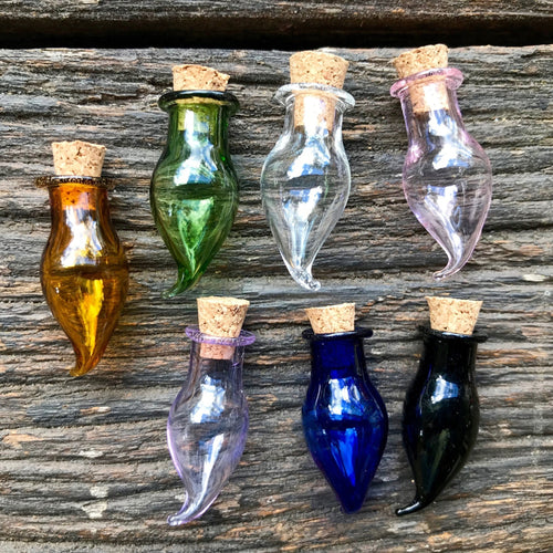 Set of 7 Droplet Shape Mini Glass Bottles 2ml - Phoenix Menswear