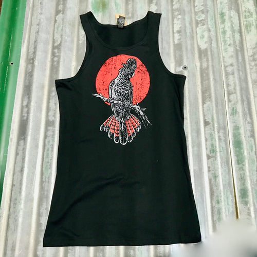 Singlet - Black Cockatoo 100% Cotton - Hand printed in Australia - Phoenix Menswear