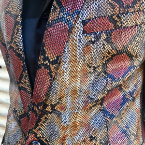 Snakeskin Rock Star Blazer Brown - New - Phoenix Menswear