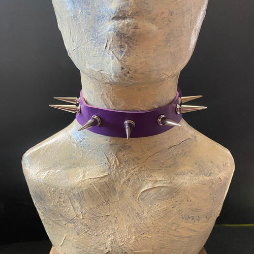 Spiked Dog Collar Choker Necklace - Purple - Phoenix Menswear