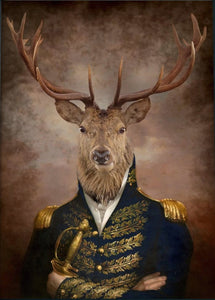 Stag Portrait Glossy Print Vintage Renaissance Painting Reproduction. - Phoenix Menswear