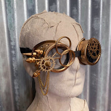 Load image into Gallery viewer, Steampunk Goggles - Gold with Cogs and Chains - Phoenix Menswear