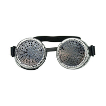 Load image into Gallery viewer, Steampunk Goggles - Silver Frames with Decorative Lenses - Phoenix Menswear