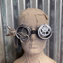 Load image into Gallery viewer, Steampunk Goggles - Silver with Cogs and Chains - Phoenix Menswear