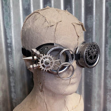 Load image into Gallery viewer, Steampunk Goggles - Silver with Cogs and Chains - Phoenix Menswear