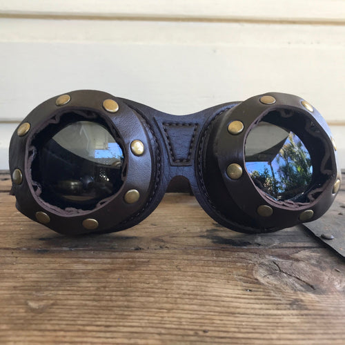 Steampunk Goggles - Studded Faux Leather - Phoenix Menswear