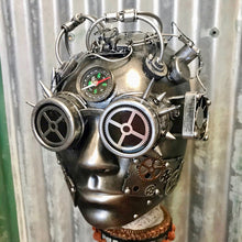 Load image into Gallery viewer, Steampunk Half Face Mask Silver Goggles Flashing Lights - Phoenix Menswear