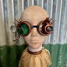 Load image into Gallery viewer, Steampunk Lightup Goggles - Copper with Green Lens and Magnifiers - Phoenix Menswear