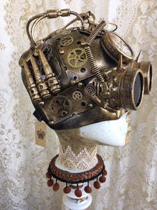 Steampunk Mask Brass Goggles Flashing Lights - Phoenix Menswear