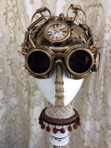 Steampunk Mask Brass Goggles Flashing Lights - Phoenix Menswear