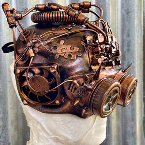 Steampunk Mask with Goggles and Lights Copper - One Size - Phoenix Menswear