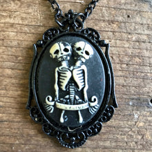 Load image into Gallery viewer, Steampunk Necklace Oddity Twins Skeleton Black Pendant on Black Chain - Phoenix Menswear