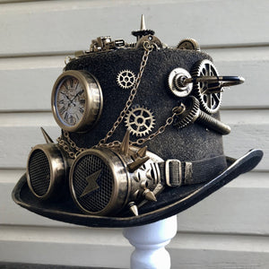 Steampunk Top Hat Gold Compass Goggles - Phoenix Menswear