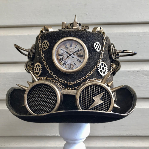 Steampunk Top Hat Gold Compass Goggles - Phoenix Menswear