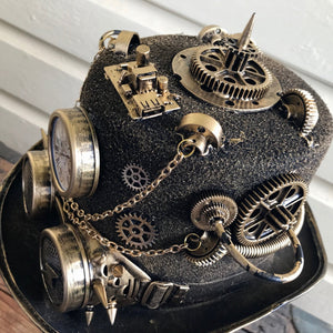 Steampunk Top Hat Gold Compass Goggles - Phoenix Menswear