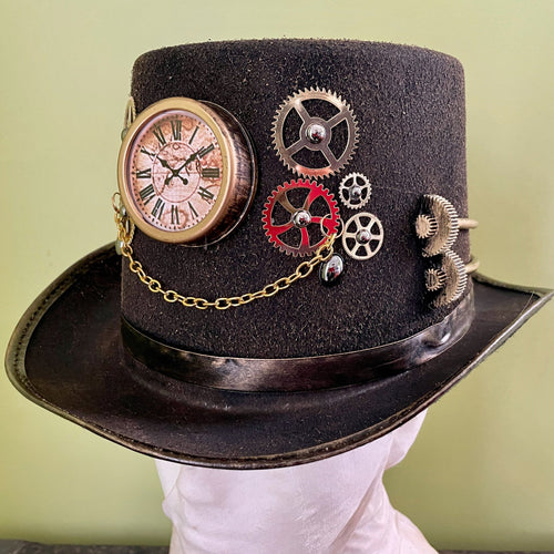 Steampunk Top Hat Gold Goggles Compass - Phoenix Menswear