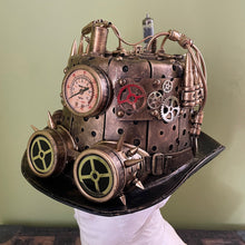 Load image into Gallery viewer, Steampunk Top Hat Gold Goggles Compass - Phoenix Menswear