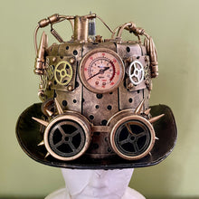 Load image into Gallery viewer, Steampunk Top Hat Gold Goggles Compass - Phoenix Menswear